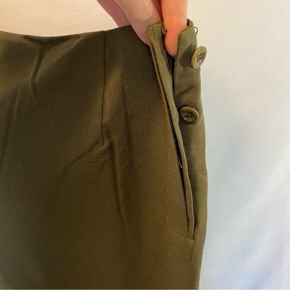 Anne Klein Wool Blend Dress Pants Women’s Size 12 Trousers‎ Olive High Waist - Picture 5 of 10